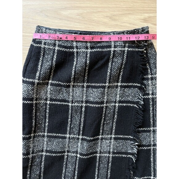 TALBOTS Wool Blend Long Wrap Maxi Skirt Plaid Italian Size 4 - Picture 6 of 7